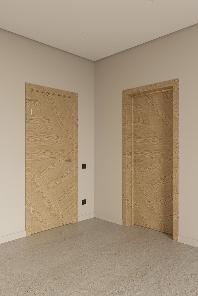 Interior door faces finished with decorative PVC film
